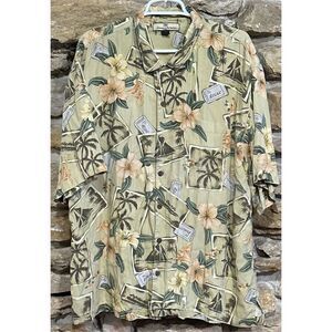 Men's Vintage Tommy Bahama Vacation 100% Silk Short Sleeve Hawaiian Button Up Sh